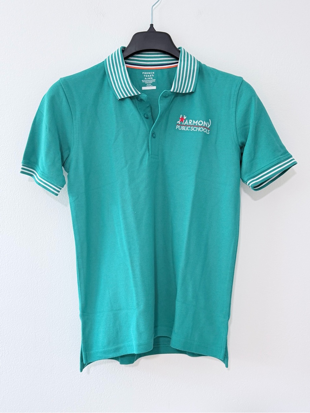 French Toast Harmony Public Schools Polo Shirt Youth XL 14/16 Teal NWT